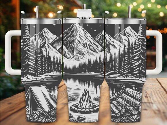 Camping Campfire Tumbler Wrap