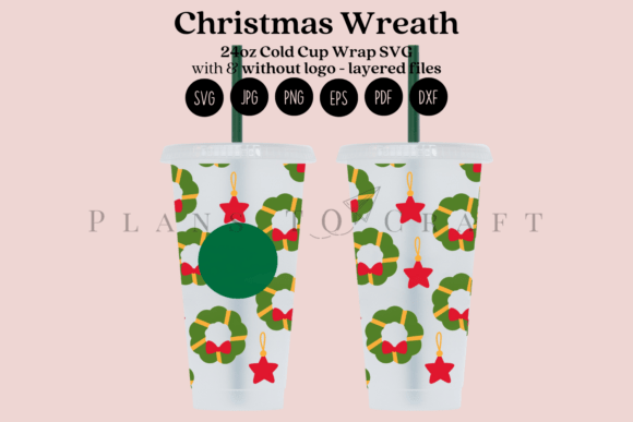Christmas Wreath 24oz Cold Cup Tumbler