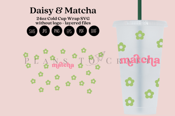 Daisy Matcha 24oz Cold Cup Tumbler Wrap