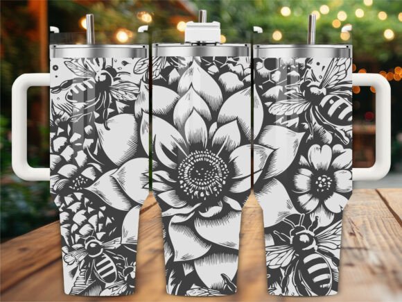 Lotus Bee Floral Tumbler Wrap