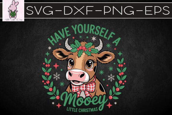 Mooey Christmas Festive Cow Holiday SVG