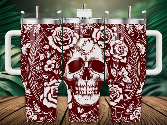 Rose Sugar Skull Tumbler